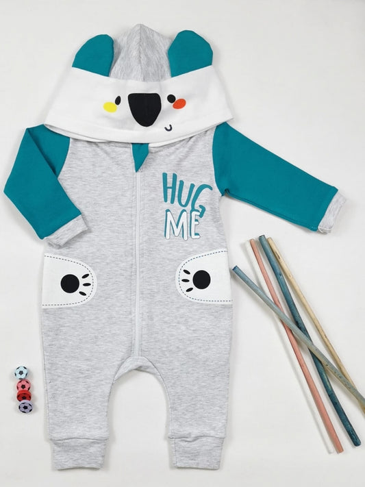 Overall Imaj Time "Koala" mit Kapuze grau türkis