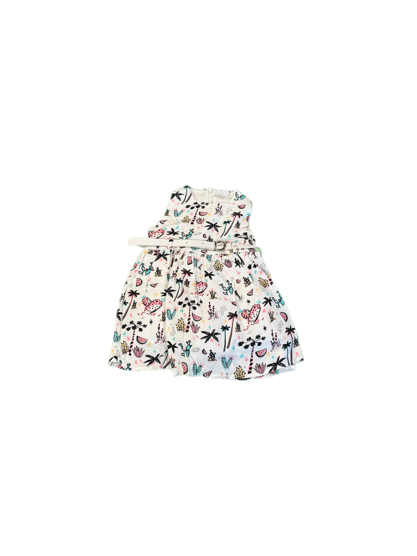 Kleid Civil Kids "Tropical" mit Gürtel ärmellos weiss