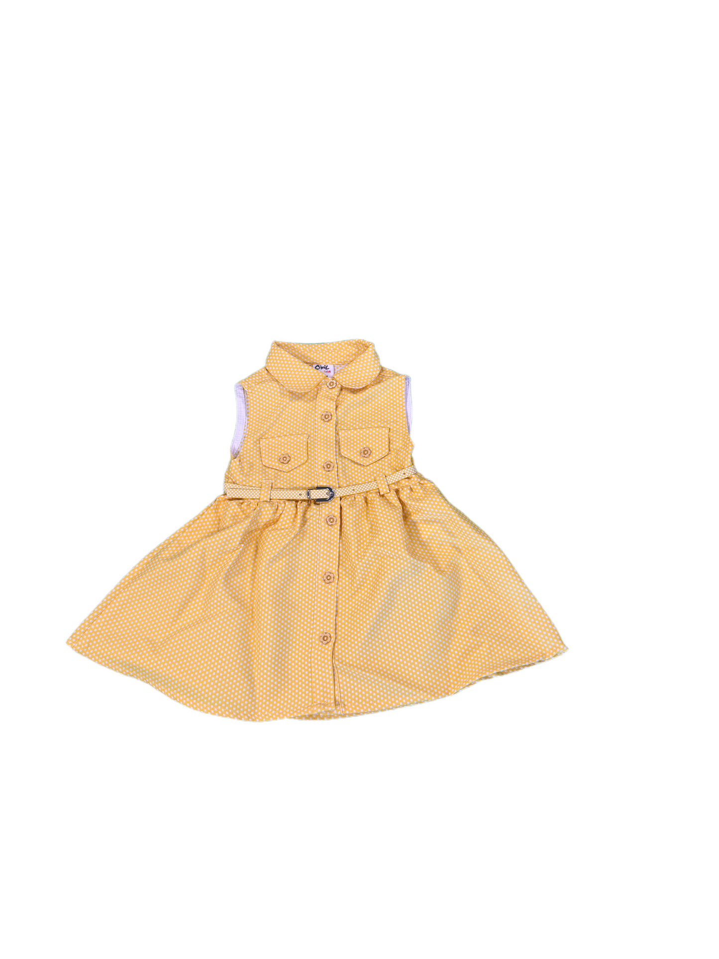 Kleid Civil Kids "Pittiquadrat" mit Gürtel ärmellos gelb