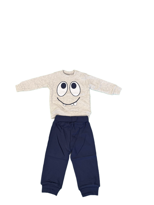 Set Civil Kids "Big Eye & Tooth" 2-teilig grau uni langarm