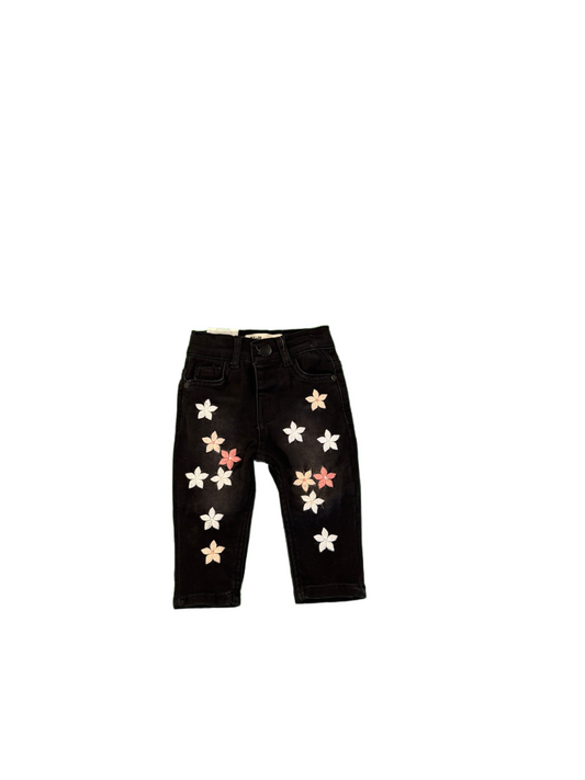 Hose Jeansoptik Civil Kids "Flower" gestickt schwarz