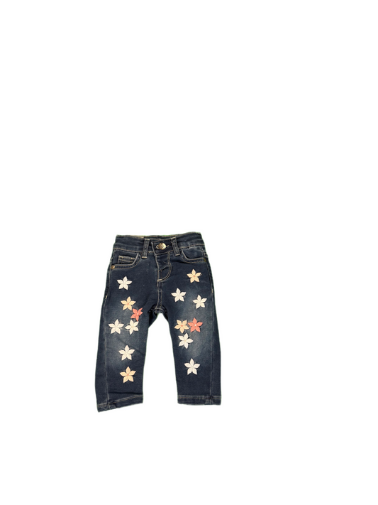 Hose Jeansoptik Civil Kids "Flower" gestickt blau