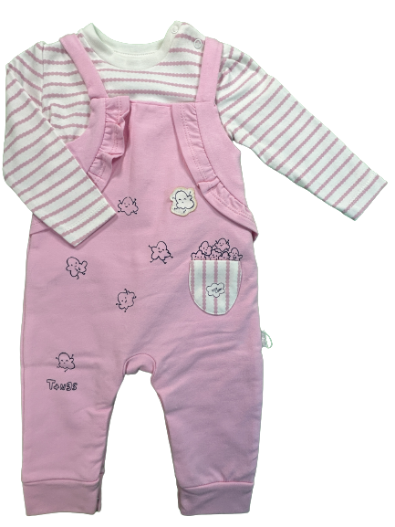 Overall Set Tongs "Popcorn" pink 2-teilig